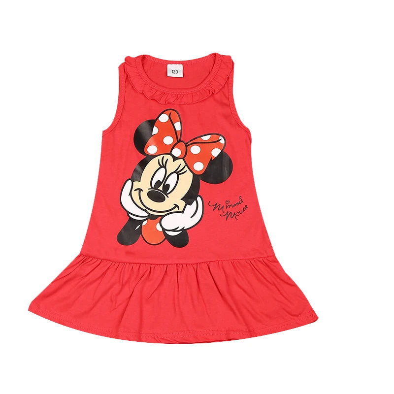 Girls Red Cartoon Princess Dress – Summer Cotton (1–6Y)