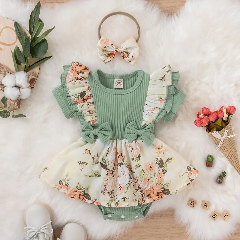 Baby Girl Butterfly Floral Ruffle Dress (0–18M)