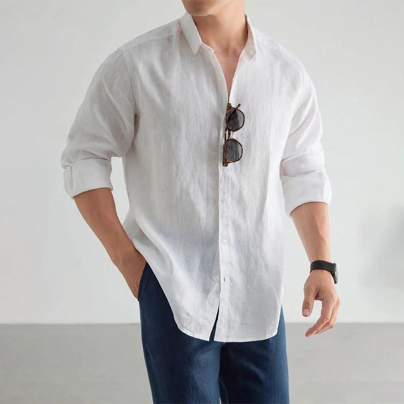 Men’s Linen Cotton Long Sleeve Shirt