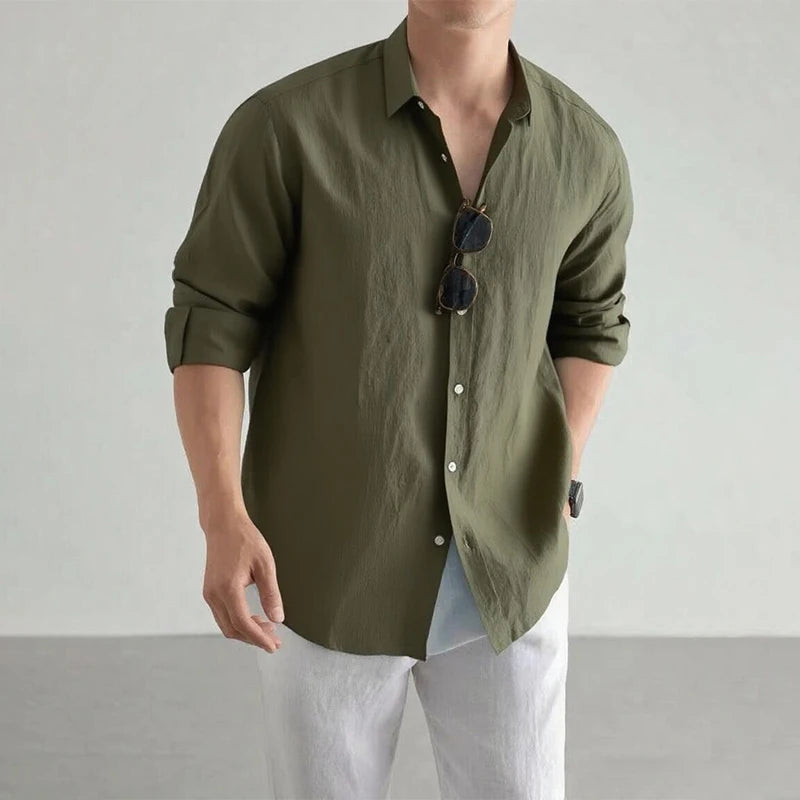 Men’s Linen Cotton Long Sleeve Shirt