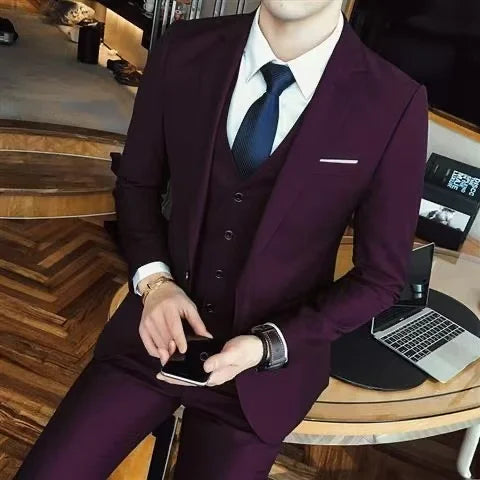 Suits for Men - 3 Pieces - New Fabrics - Fashionable Business Gentleman - Slim Fit - Wedding  Professional Business Formal Dress