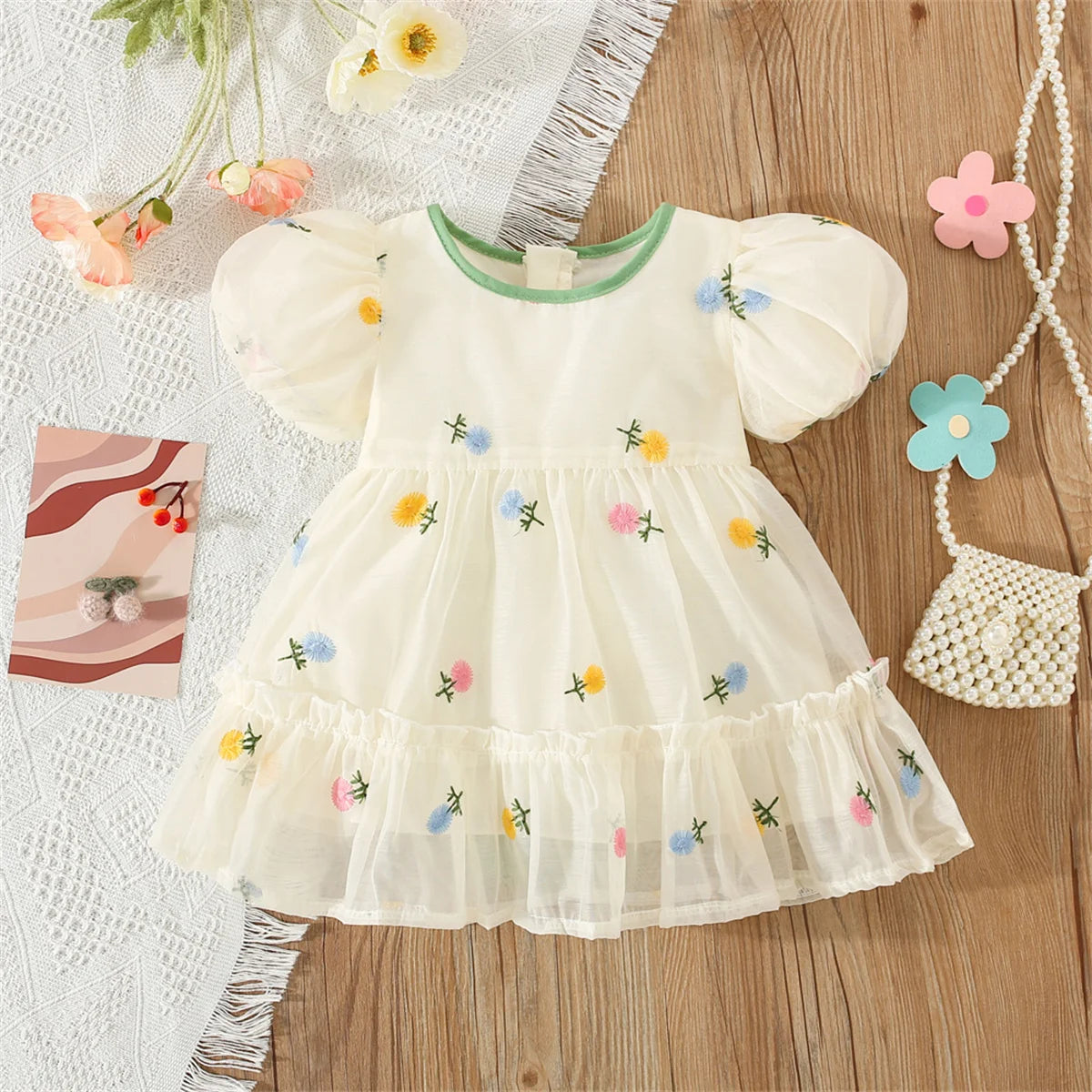Baby Girl Flower Embroidered Chiffon Dress