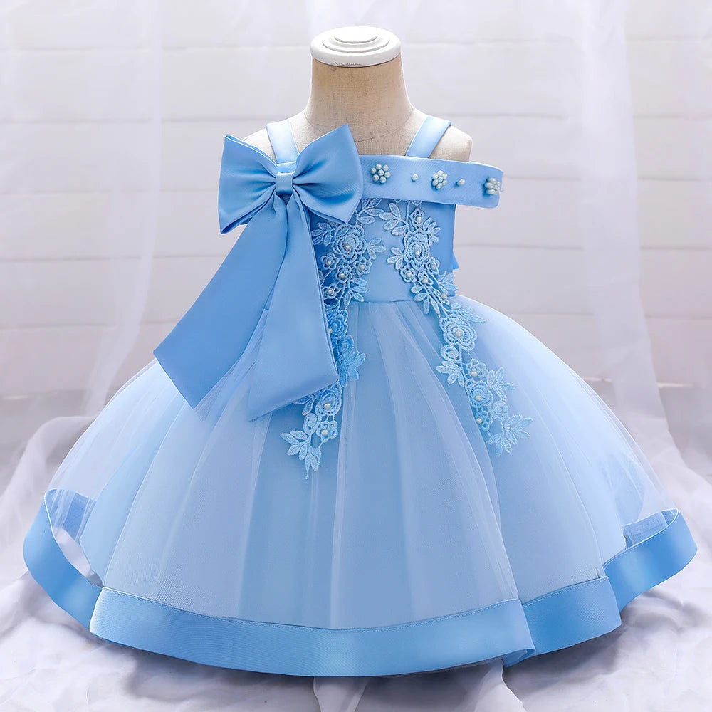 Baby Girl Lace Bow Princess Party Dress