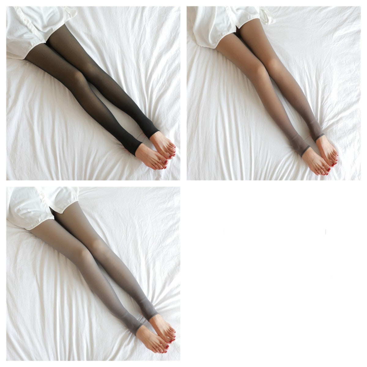 Winter Fleece Lined Fake Translucent Pantyhose High Waist Slim Warm Tights Sheer Look Thermal Leggings
