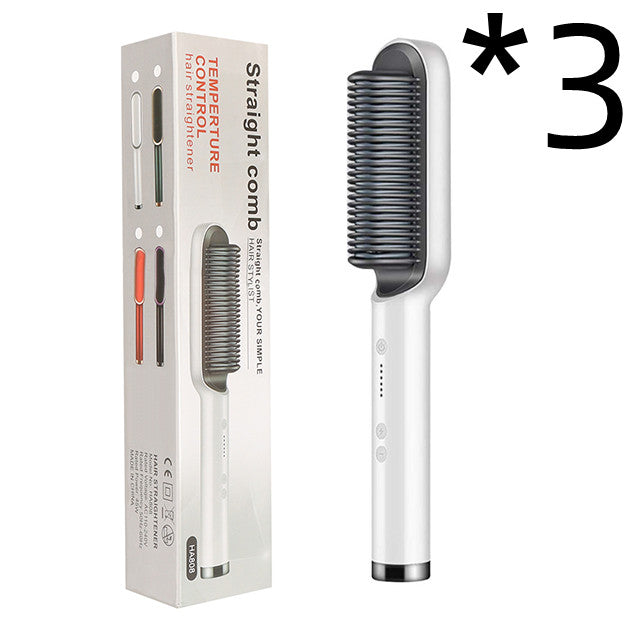 Hair Straightener Brush 2 in 1 Curl & Straight Styler Fast Heating Ceramic Anti Scald Hair Styling Tool