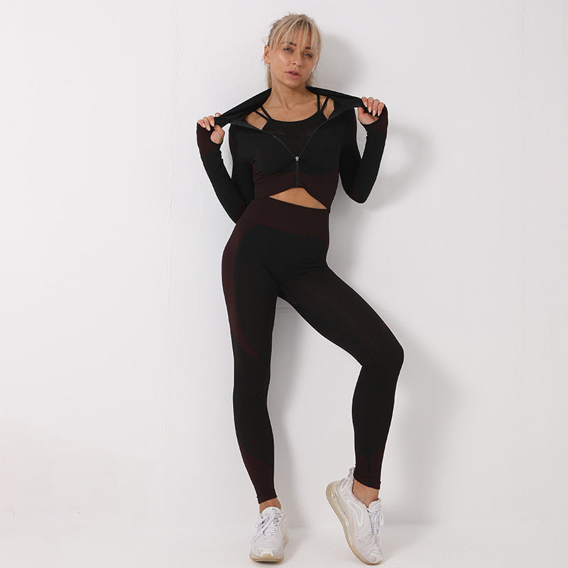 Women’s Striped Activewear Set Quick Dry Stretch Gym Yoga Outfit Fitness Sportswear Set