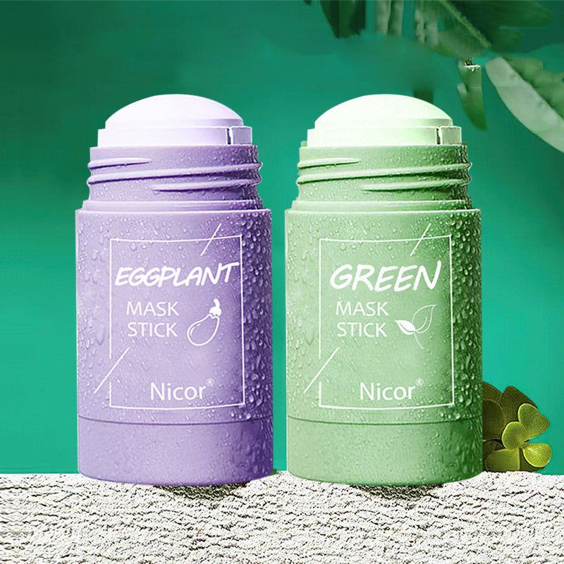 Green tea cleansing mask stick oil control acne removal eggplant face mask deep pore cleaning brightening skincare