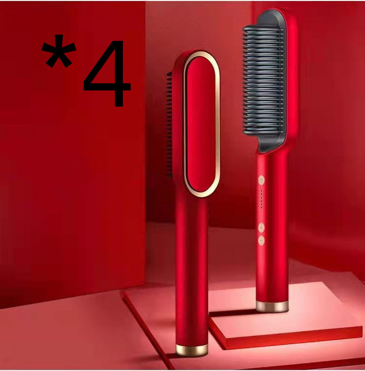 Hair Straightener Brush 2 in 1 Curl & Straight Styler Fast Heating Ceramic Anti Scald Hair Styling Tool