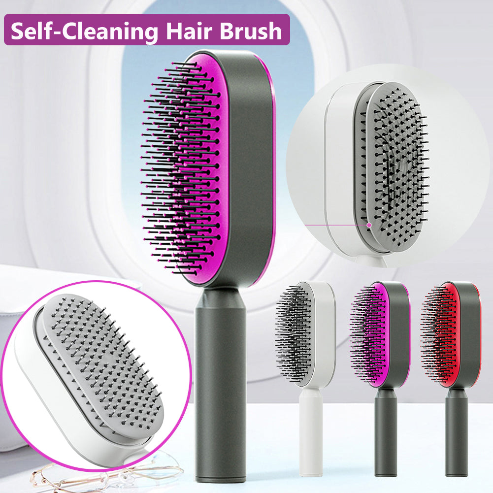 Self cleaning hairbrush 3D air cushion detangling anti static scalp massage no pull hair comb wet dry hair