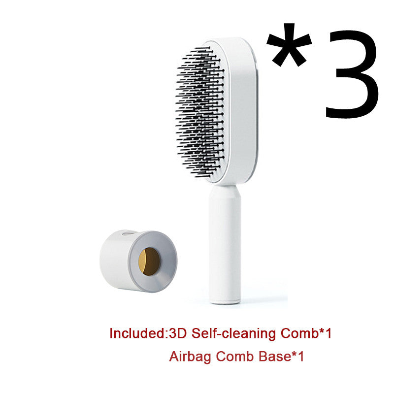 Self Cleaning Hairbrush 3D Air Cushion Detangling Brush Anti Static Scalp Massage No Pull Hair Comb