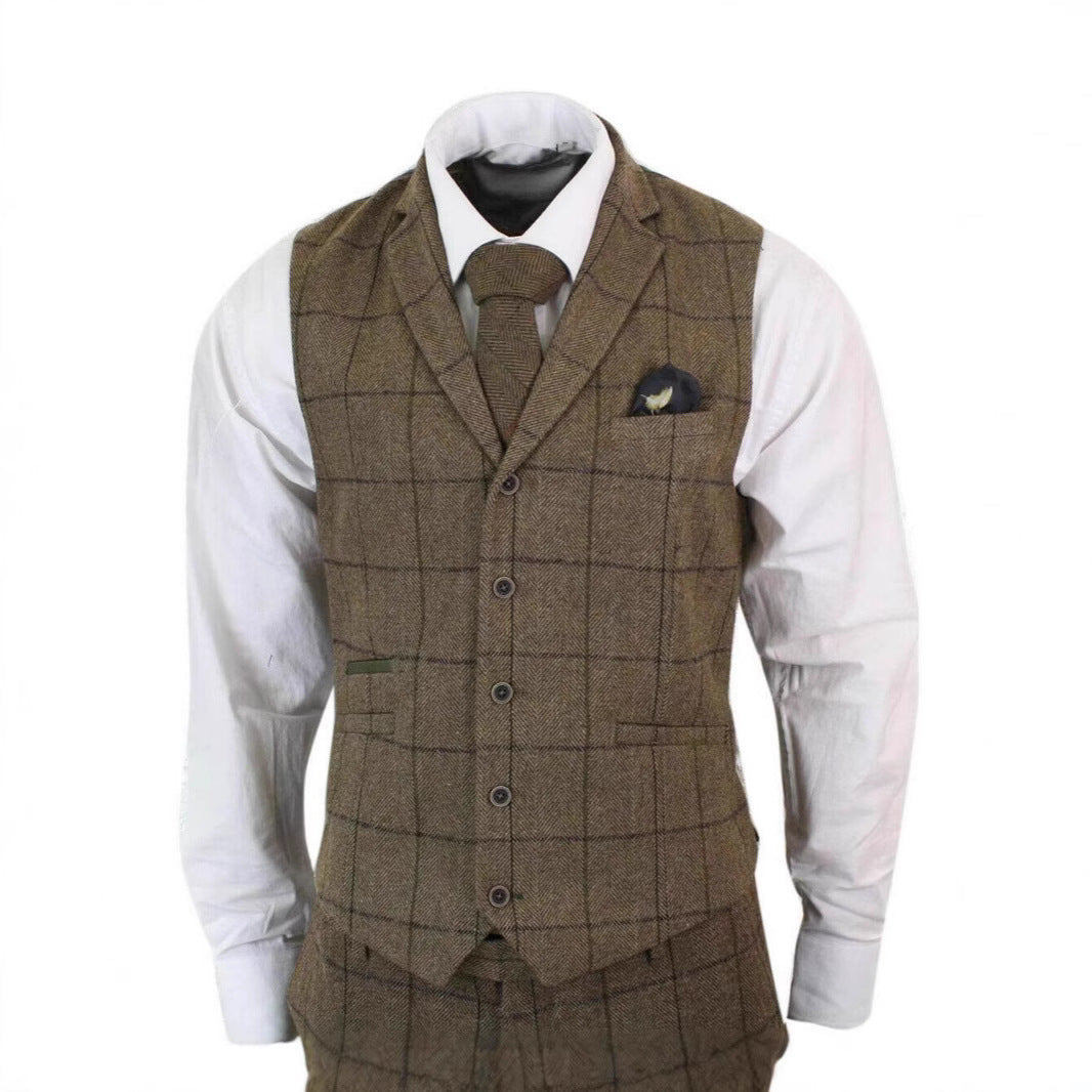 Men’s Wedding Plaid 3-Piece Suit