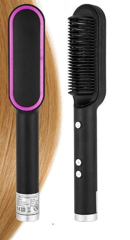 Hair Straightener Brush 2 in 1 Curl & Straight Styler Fast Heating Ceramic Anti Scald Hair Styling Tool