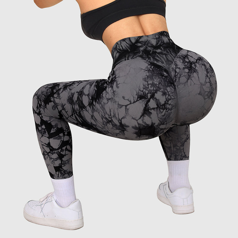 Women Seamless Tie Dye Leggings High Waist Yoga Pants Stretch Fitness Gym Workout Running Sportswear