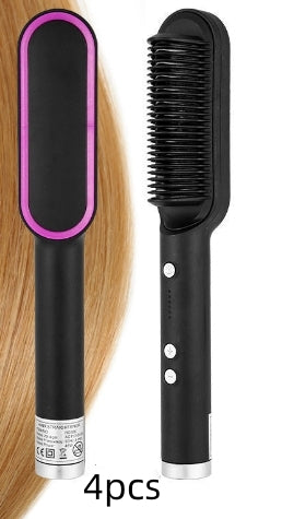 Hair Straightener Brush 2 in 1 Curl & Straight Styler Fast Heating Ceramic Anti Scald Hair Styling Tool