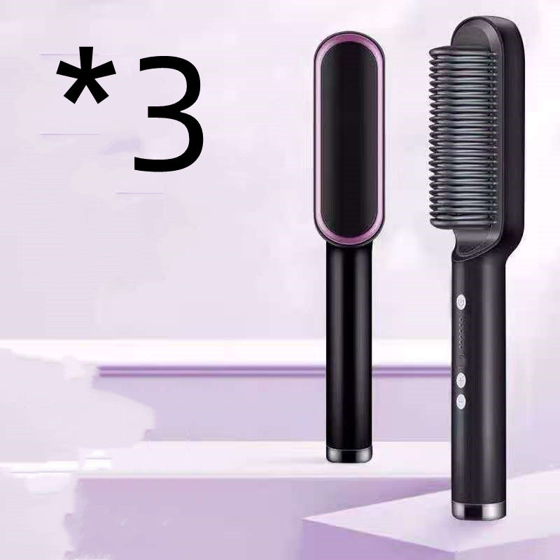 Hair Straightener Brush 2 in 1 Curl & Straight Styler Fast Heating Ceramic Anti Scald Hair Styling Tool