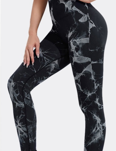 Women Seamless Tie Dye Leggings High Waist Yoga Pants Stretch Fitness Gym Workout Running Sportswear