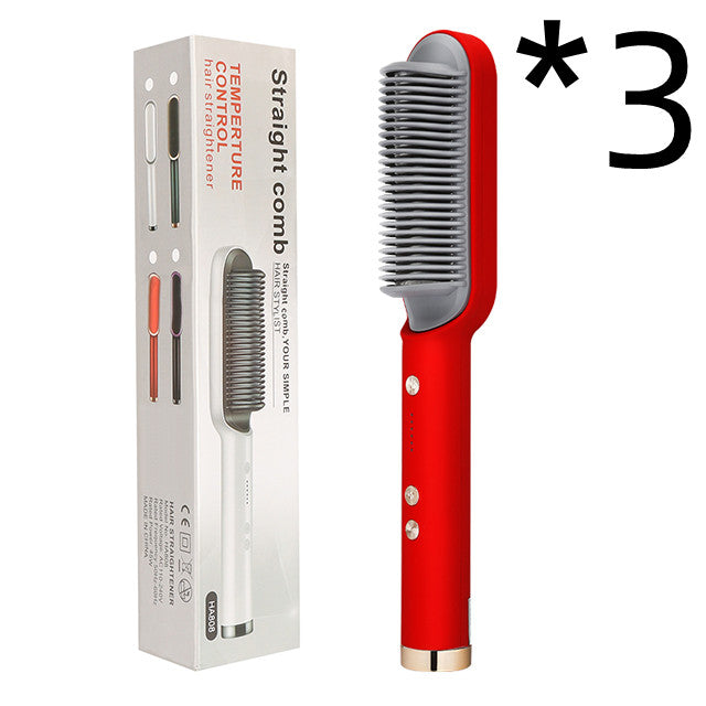Hair Straightener Brush 2 in 1 Curl & Straight Styler Fast Heating Ceramic Anti Scald Hair Styling Tool